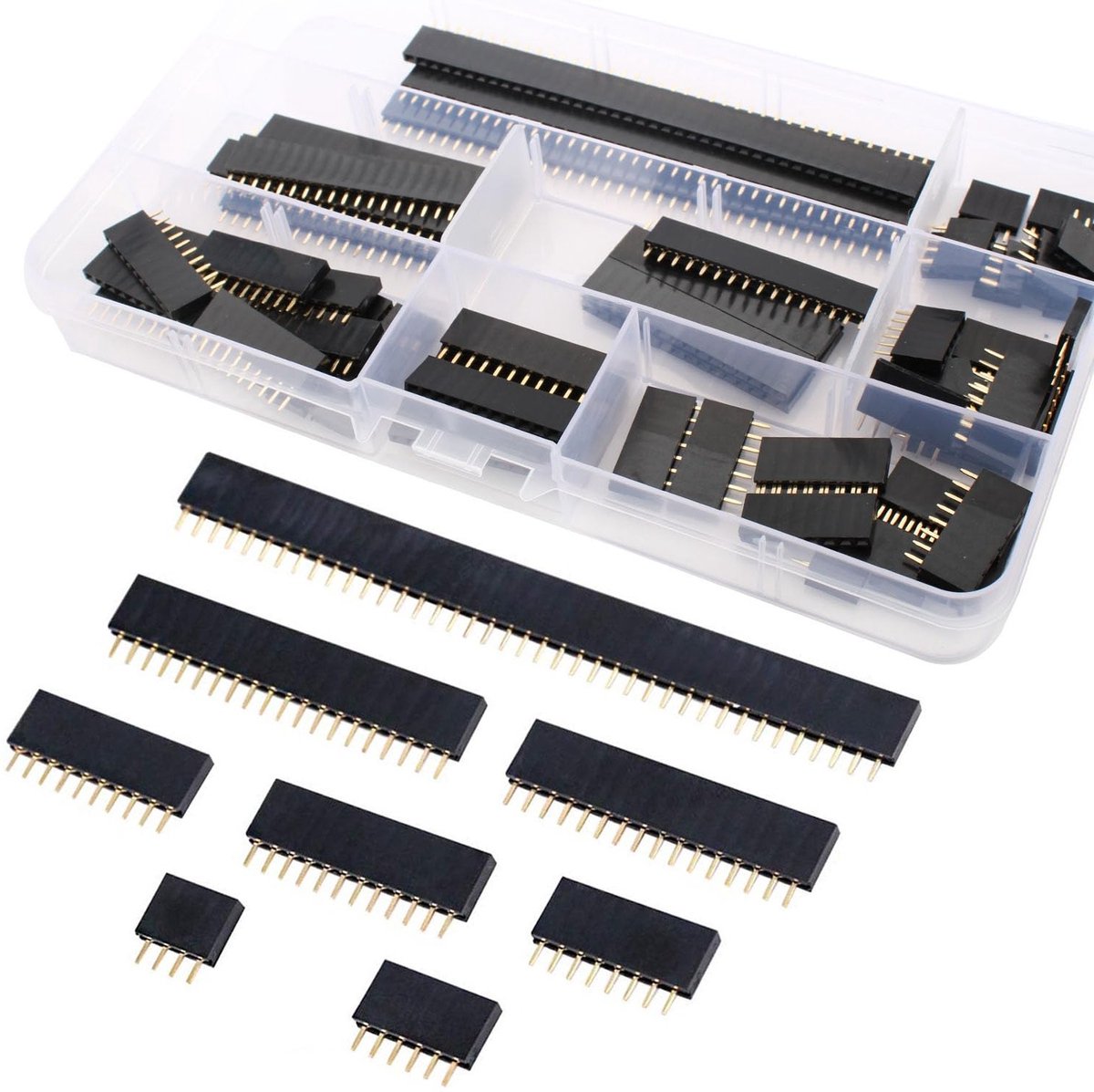60pcs 2.54mm Pin Header Connectors voor PCB, Arduino en Stackable Shield Kit (4-40 pin)