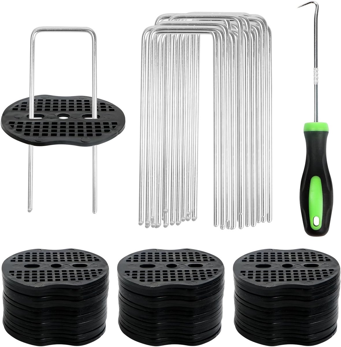 Complete Set van 50 Grondankers met Wasmachines en Haak voor Tuin, Camping en Schuttinginstallatie