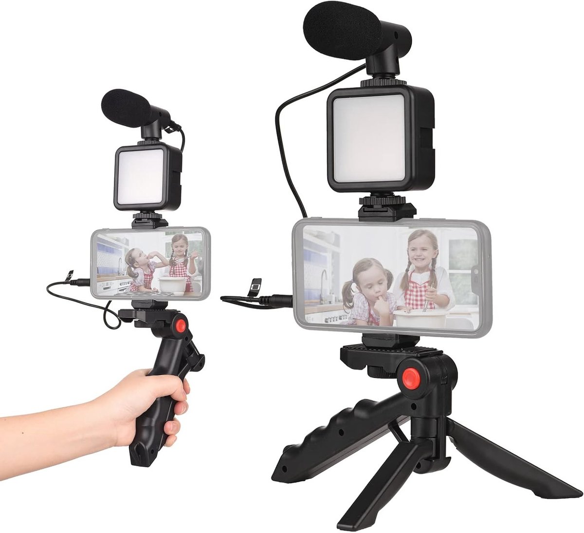 Mini LED Video Light met Microfoon en Verstelbare Statief voor Vloggen en Livestreaming, Ideaal voor Video Conferenties en Creatieve Projecten
