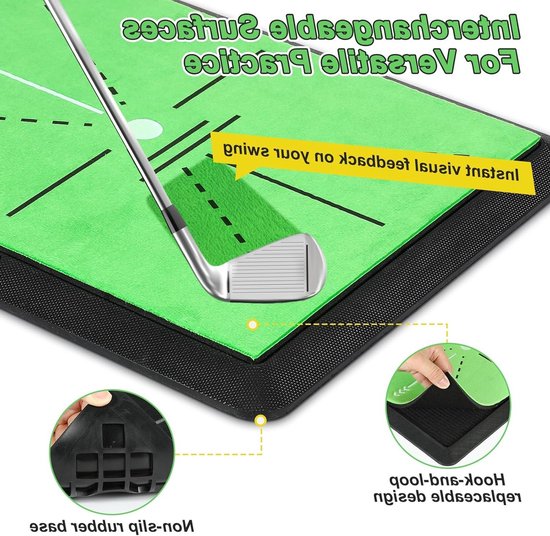 3 in 1 Golf Oefenmat voor Swing Pad Feedback, Inclusief Fairway, Rough & Putting Pad, Antislip Rubber Basis, Perfecte Cadeau voor Golfliefhebbers — afbeelding 4