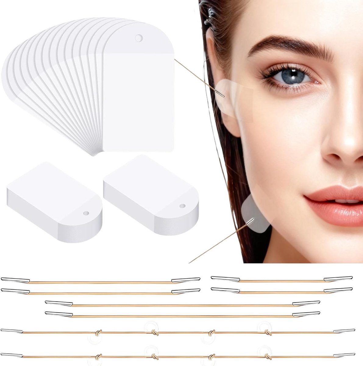 100 Stuks Onzichtbare Lifting Tape voor Make-up, Verstevigende Tape voor Gezicht, Hals en Ogen, Perfect voor een Jeugdige Uiterlijk