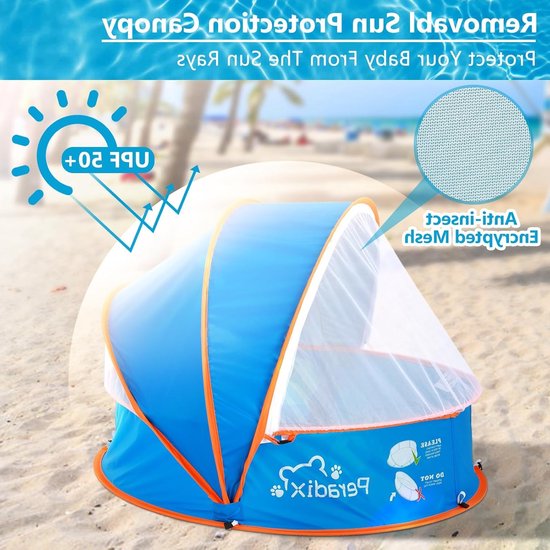 4-in-1 Baby Strandtent met UV Zonnescherm en Muggennet, Draagbare Pop-up Ballenbak voor Kinderen en Huisdieren, Ideaal voor Buiten Spelen en Zomerplezier van Merkloos — afbeelding 2