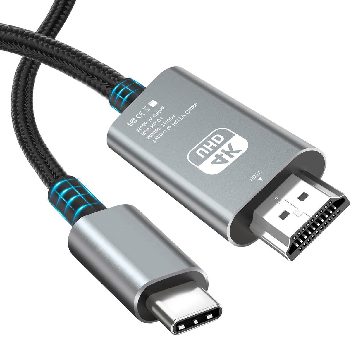 USB C naar HDMI Kabel 2m - Type C naar HDMI Adapter 4K@60Hz voor MacBook, iPad en Laptop