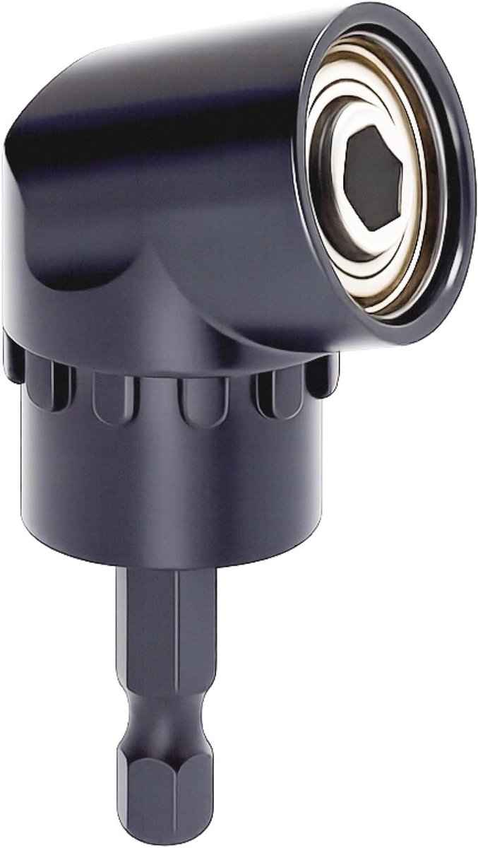 Hoekschroevendraaier met 1/4 inch bit houder, magnetische hoekbevestiging voor accuschroevendraaiers en boren, duurzaam chroom vanadium staal, ideaal voor krappe ruimtes en precisiewerk