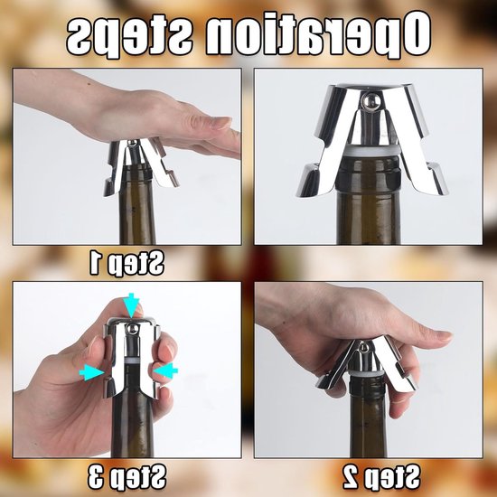 Set van 2 RVS Champagne Stoppen, Herbruikbare Levenslange Sluitingen voor Prosecco en Cava, Lekvrije Doppen voor Verse Bubbels — afbeelding 2