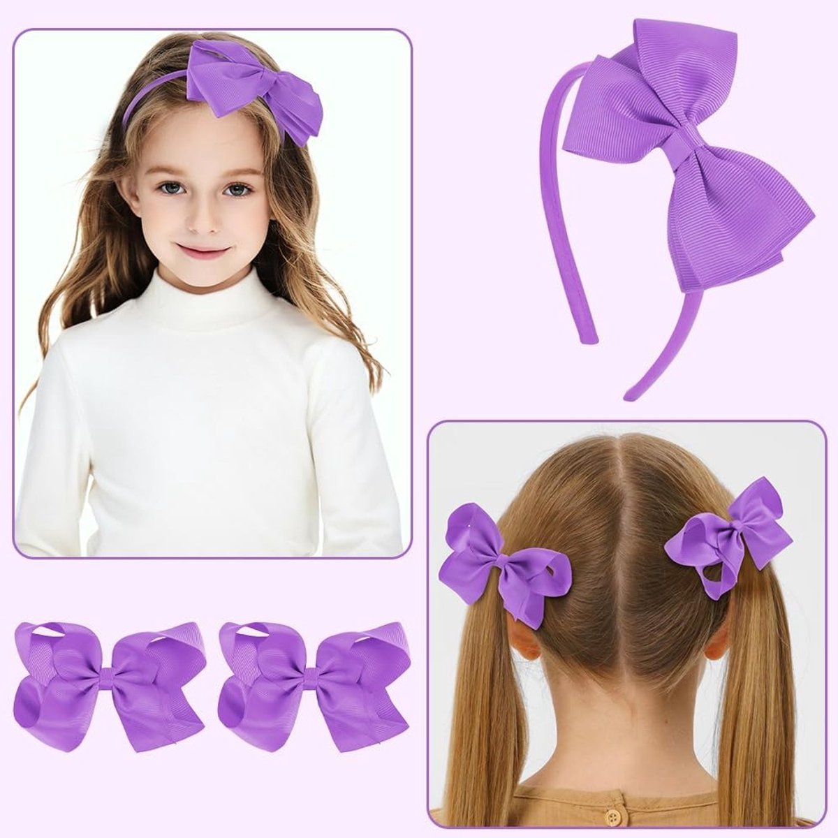 Set van 77 schattige haarspelden en strikken voor meisjes - Perfecte haaraccessoires voor dagelijks gebruik en feestelijke gelegenheden in donkerpaars