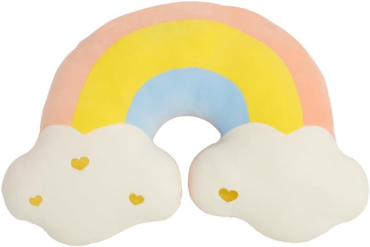 Zachte Pluche Kussen in Cloud Vorm voor Kinderen, Regenboog en Maan Decoratie, Ideaal voor Slaapkamer en Bank, Schattig en Kleurrijk Kussen
