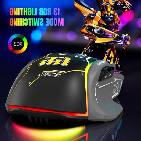 Ergonomische Gaming Muis met 12 Programmeerbare Knoppen, 6 Instelbare DPI-niveaus en 13 RGB Verlichtingsmodi van Merkloos — afbeelding 4