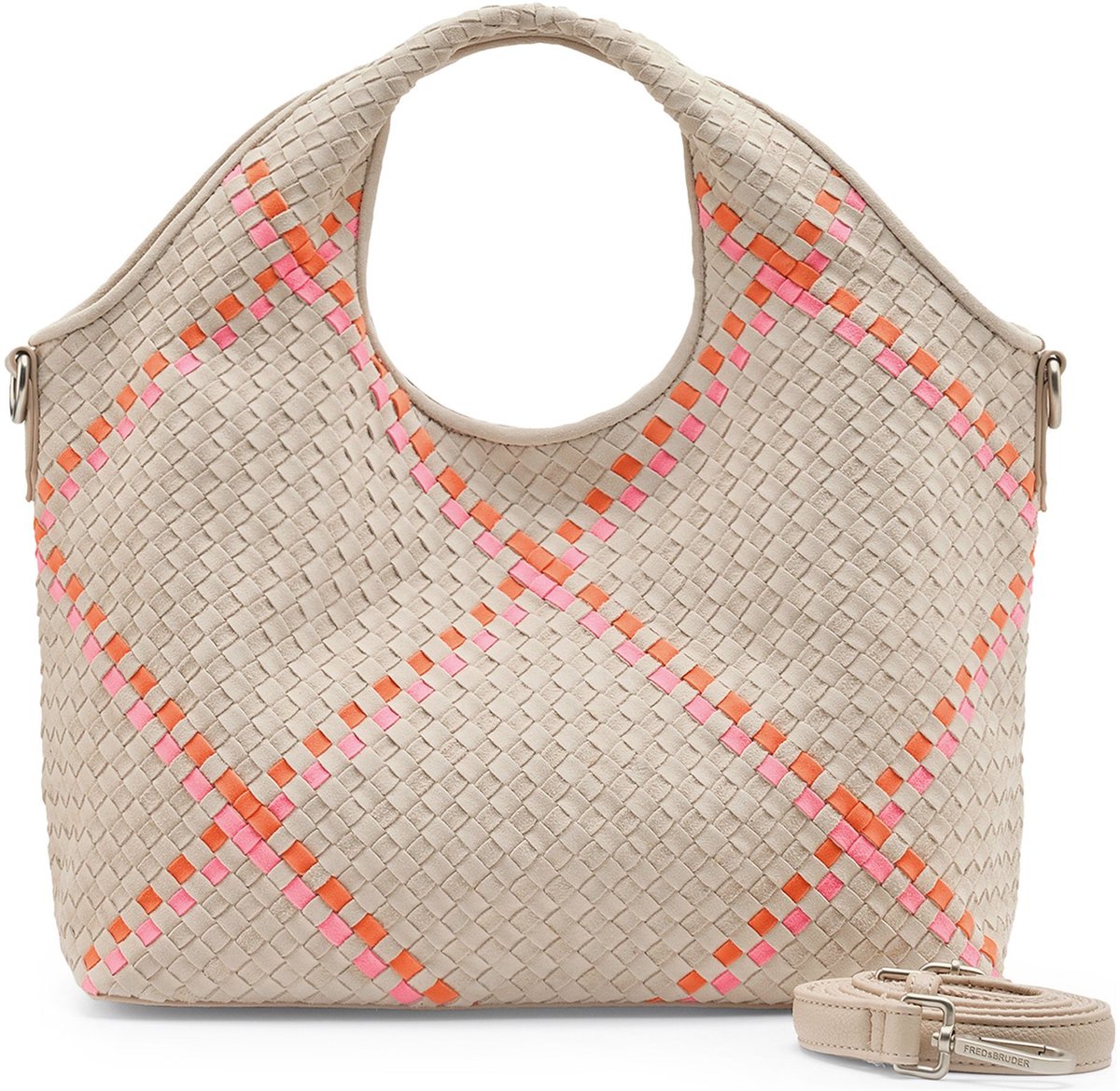 FREDsBRUDER Leren handtas schoudertas Happy Weave Collection Handbag Vitamin beige