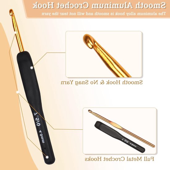 Set van 9 Haaknaalden met Zachte Grip en Aluminium Hoofd voor Gemakkelijk Haken, 2mm-6mm, Geschikt voor Wol en DIY Projecten, Ideaal voor Arthritische Handen van Merkloos — afbeelding 2