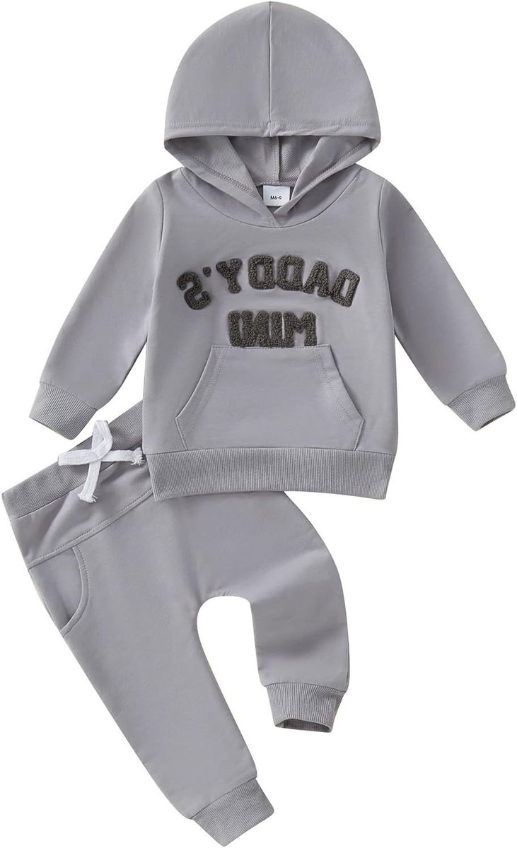 Hoodie en Broek Set voor Baby Jongens, Lange Mouwen, Twee-Delige Sweatshirt Set voor Pasgeborenen en Peuters, 0-3 Jaar, Comfortabele Baby Kleding