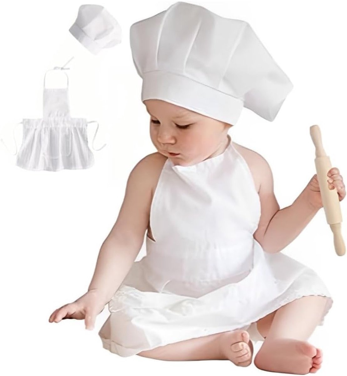 Schattig kostuum voor pasgeboren baby's met schort en hoed voor fotografie en fotoshoots