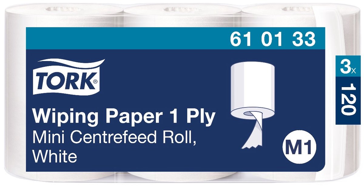 Tork Poetsrol M1 Advanced 1 laags 21.5x120m Wit 3 Rollen (610133)