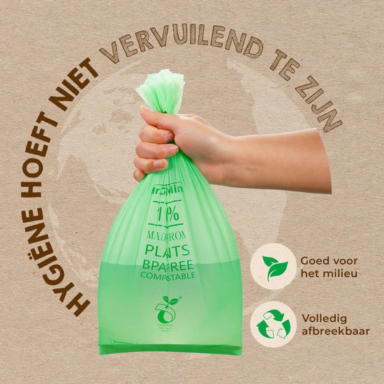 Mr. Green Mind vuilniszakken Bio, 2-3 liter, groen, doos van 250 stuks van Merkloos — afbeelding 4