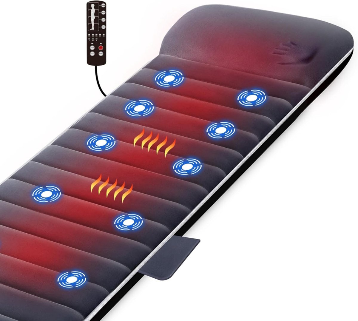 TIM® Conform Massage Mattress - Massage Matras - Massage Matras Met Warmte - Massagematras - Massagekussen - Massage Apparaat - Volledig Lichaam - Grijs - 62cm x 47cm x 25cm