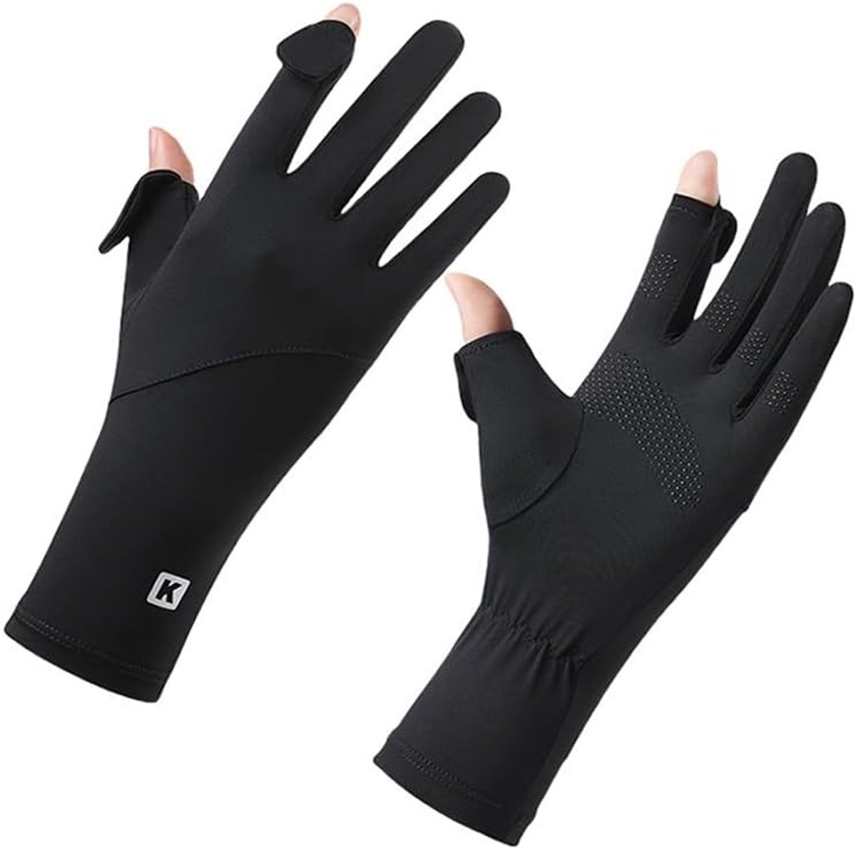 carmdering - Zomer Zonnebrand Handschoenen - UV Bescherming Handschoenen Dames - Rijhandschoenen -Blokkering - Touchscreen Vriendelijk Ontwerp - Koel Zijde Stof - Ademend En Rekbaar - Comfortabele Pasvorm Voor Activiteiten - 1 Paar-zwart