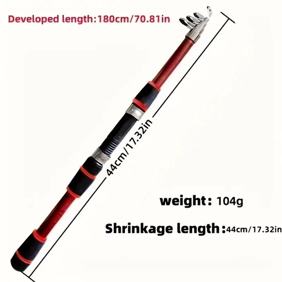 Vishengel Set Voor Beginners - Vishengelset Compleet - Hengelset - Met draagtas - Hengel van 1.8 M Inschuifbaar - Geschikt als Cadeau - Complete Hengelset - Perfect voor Kamperen, Wandelen, Reizen of Picknicks - Geel — afbeelding 3