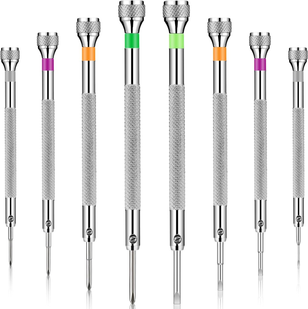 carmdering - Precisie Horlogemakers Schroevendraaierset - Micro Klok Reparatie Schroevendraaier Set - Elektronica Reparatie Gereedschap - Veelzijdig Gebruik Voor Brillen En Sieraden - Corrosiebestendig En Duurzaam - 8 Delen