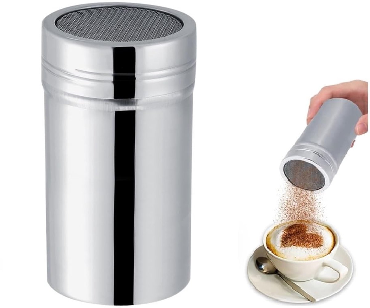 Dailygoods- Poeder Shaker Roestvrij Staal - Chocolade/Suiker Duster