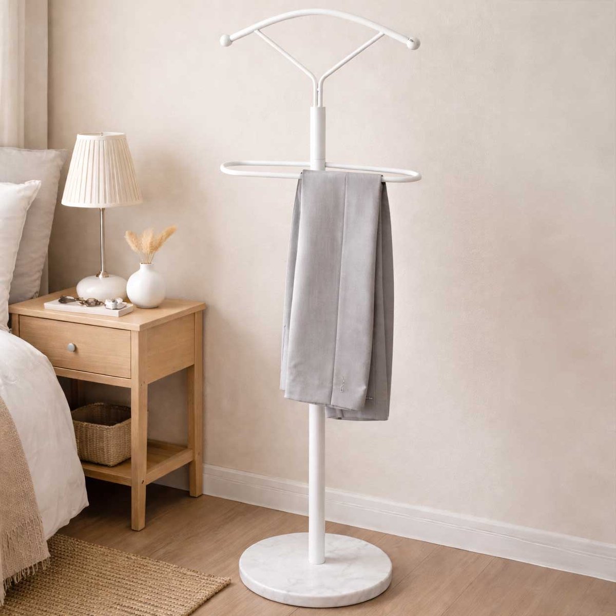Kledingrek Kingston - 50x32x105 Cm - Staal/marmer