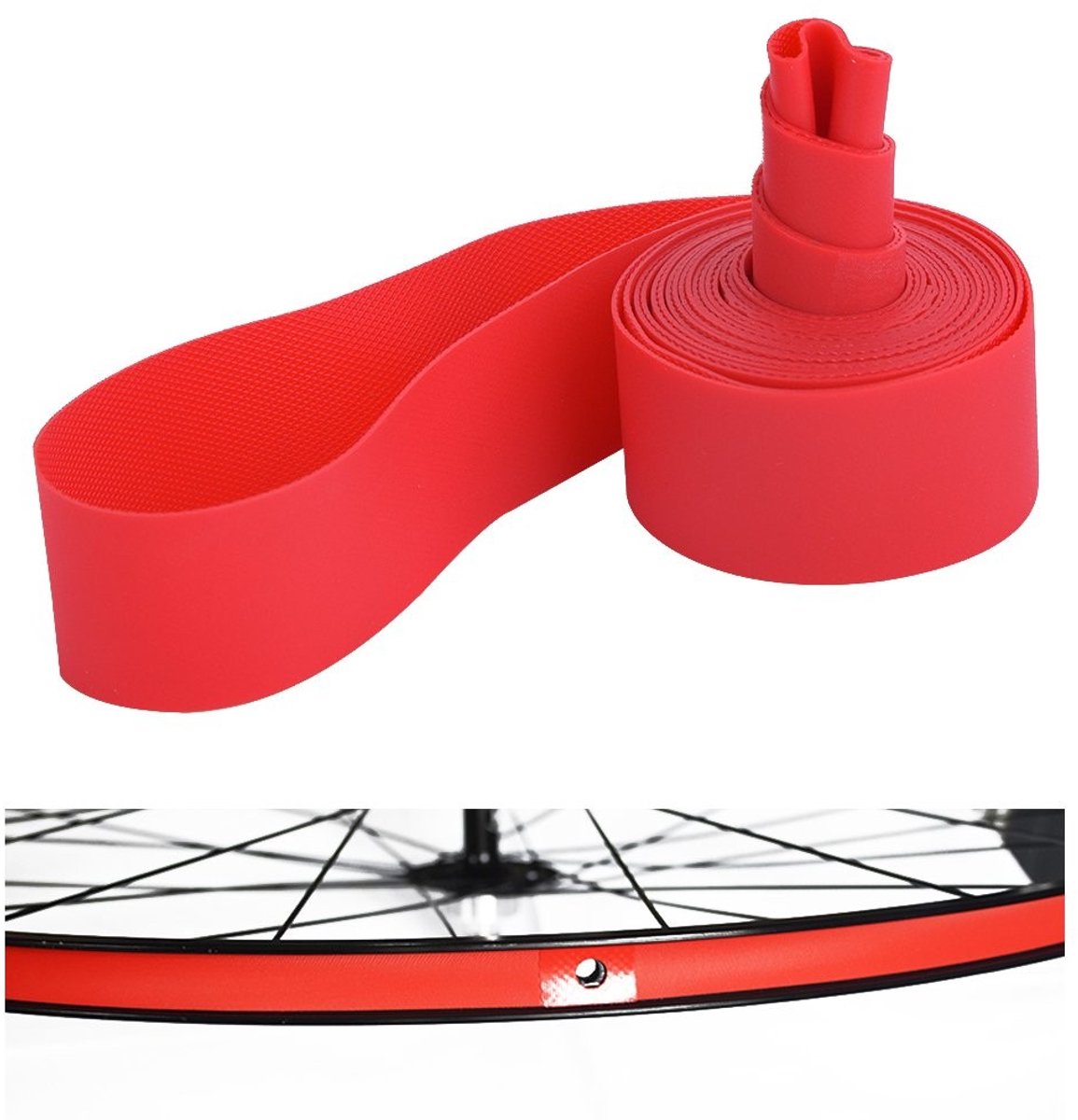 Dailygoods - Dailygoody - Fietsband PVC Liner - Velgenband 20 24 26 inch - Eenvoudig te installeren - Rood - Fietsaccessoire - Geschikt voor straatbikers en fietsers
