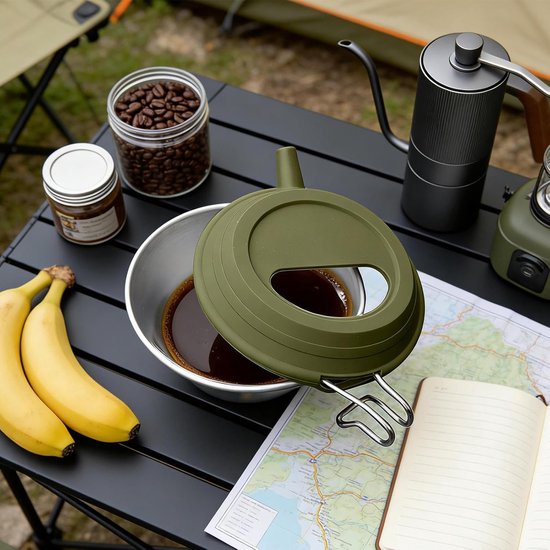 Wandelreis Koffiebeker - Camping Thermosbeker - Outdoor Reizen - Opvouwbaar Handvat - 450 ml - Roestvrijstaal — afbeelding 3