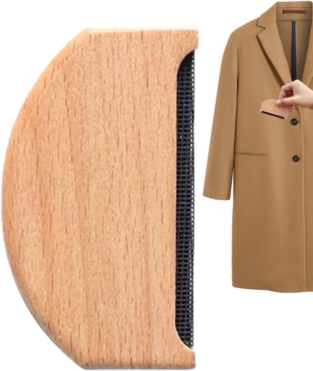 Pluisscheerapparaat Kleding - Kledingborstel Ontpluizer - Stoffen Verzorgen - Handmatig Hout - 77 x 45 cm - Houtkleur