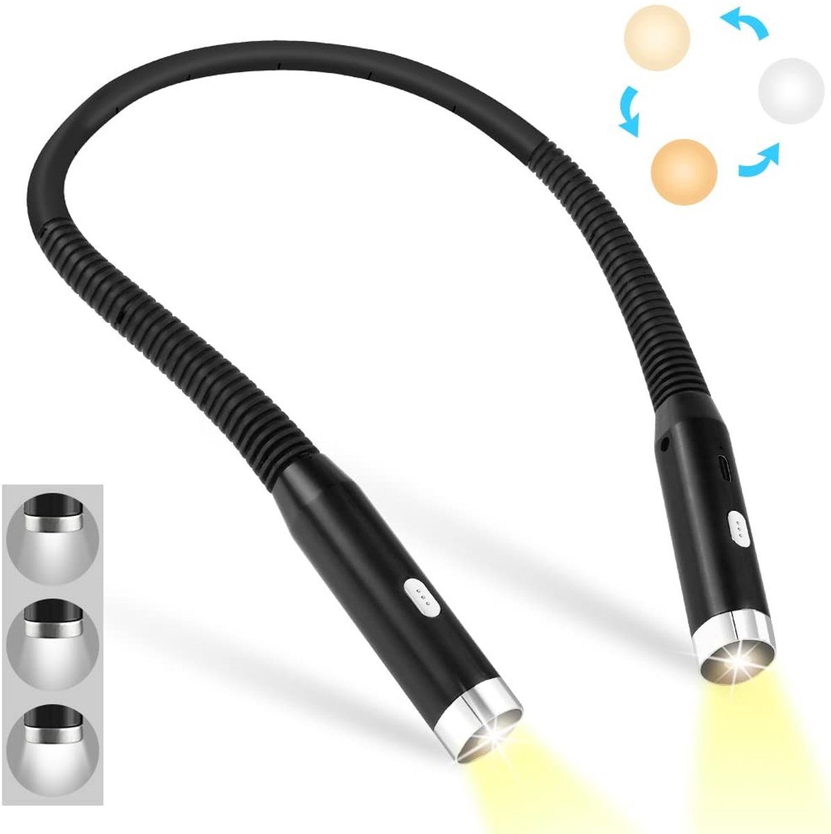 Dailygoody - Oplaadbare Leeslamp - Neklamp - Handsfree Oogbescherming - Zwart - Flexibele 