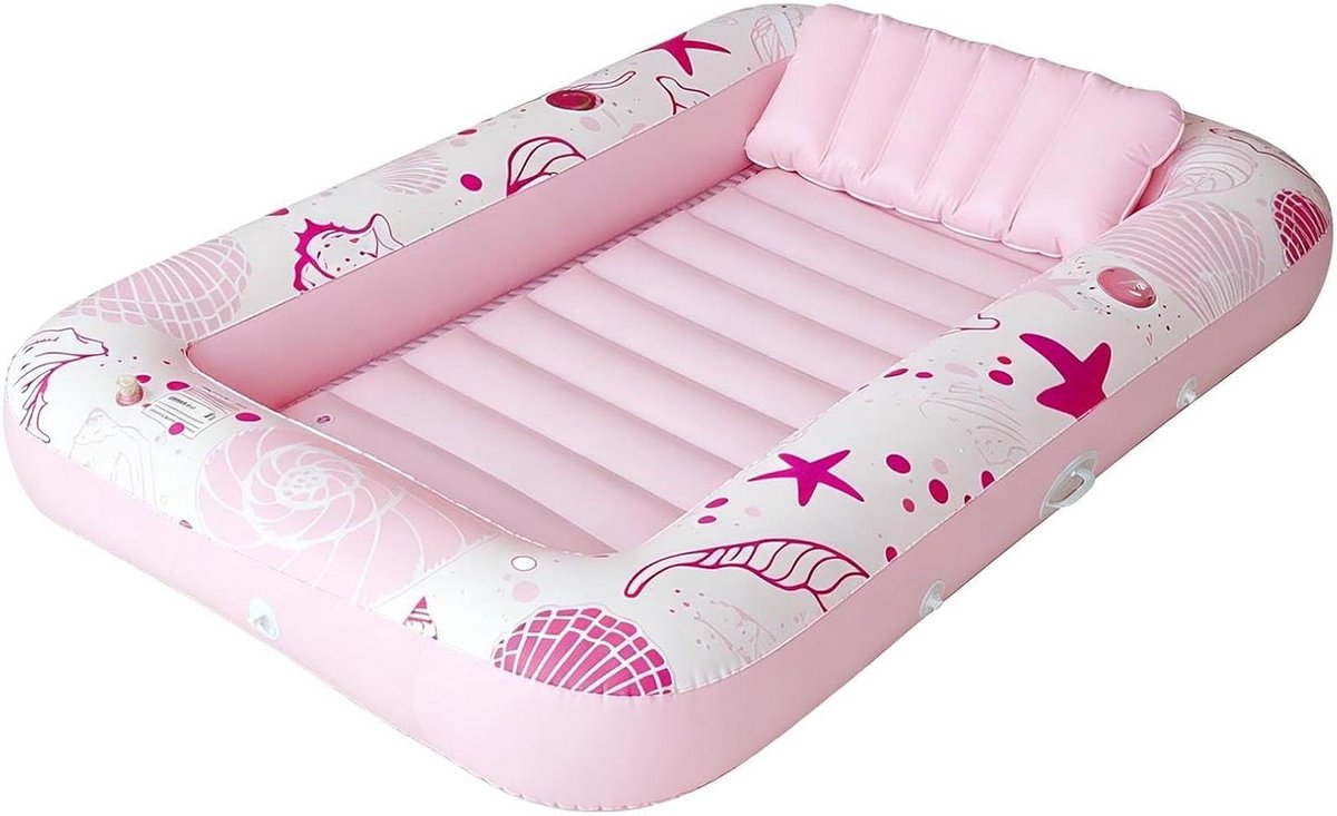 Opblaasbaar ligbed - Zonnebank lounge - Ontspannen in water - Ruim voor twee - 185x115 cm - Roze