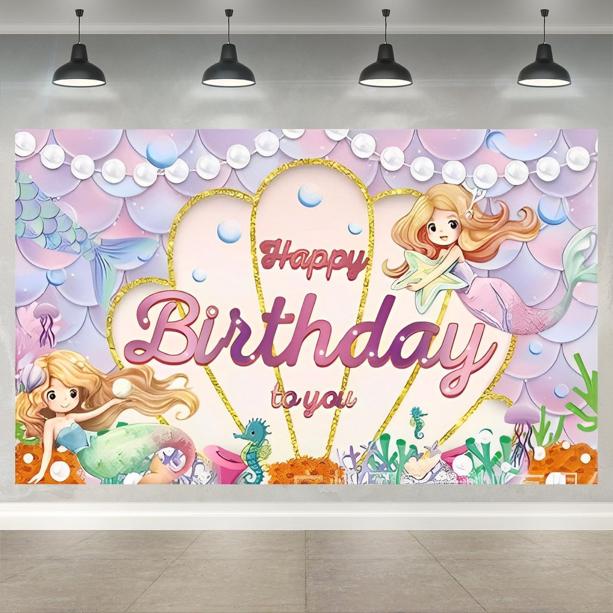 Dailygoody - Zeemeermin Thema Decoraties - Gelukkige Verjaardag - Achtergrond Banner voor Meisjes - Partij Accessoires - Impressieve Verjaardag - Foto