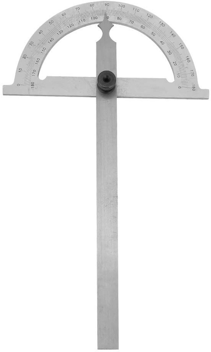 Dailygoody - 180 Graden Gradenboog - Roterende Hoekzoeker - Koolstofstaal Verchroomde Gradenboog 80 x 120 mm - Precisie Meetliniaal - Geschikt voor Pr...