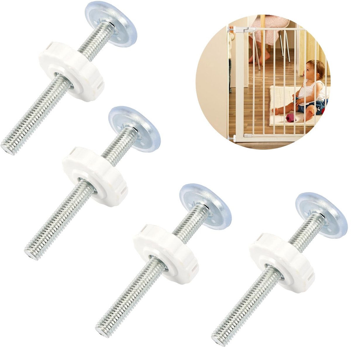 Dailygoody - Drukschroeven Set - Klemmen voor Kinderhek - Veilig en Stevig - Wit - Huisdierhek - Voor Herhaald Gebruik - Geschikt voor Baby's
