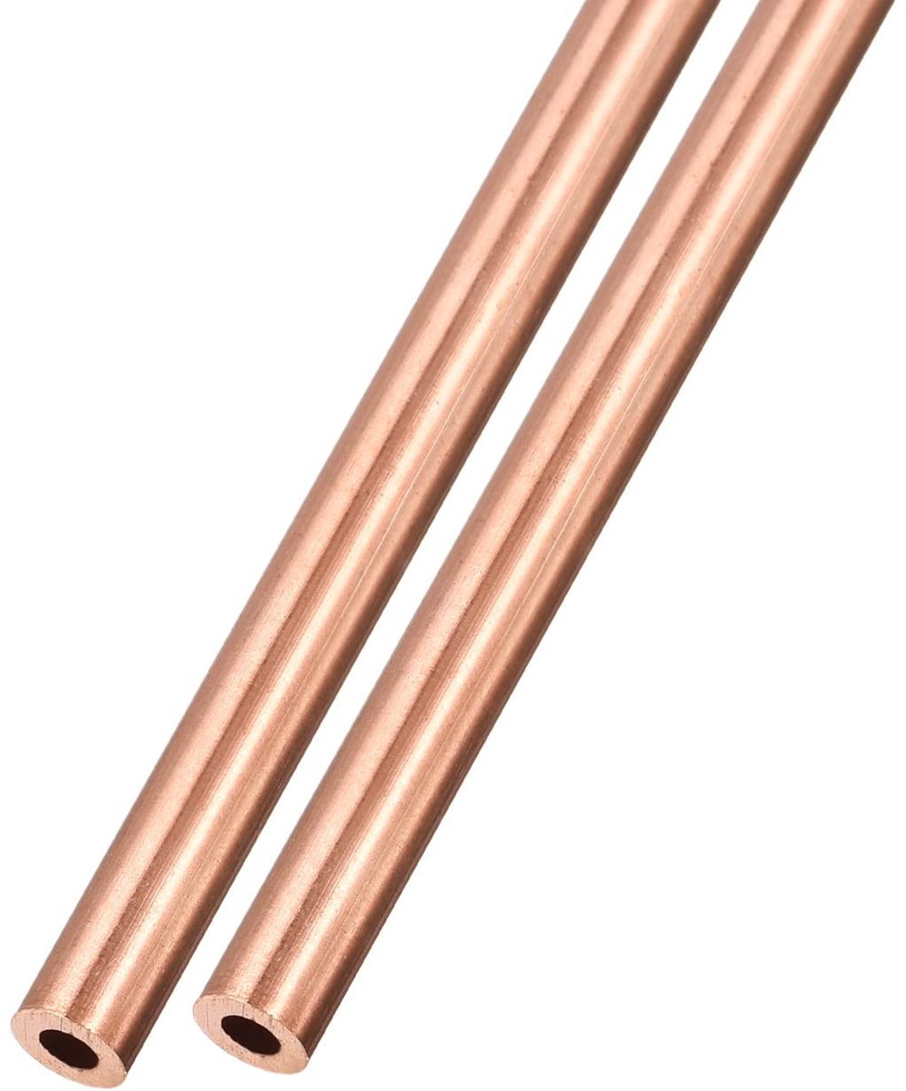 Dailygoody - Koperen buis - 6 mm AD x 1,5 mm wand D - 300 mm L - 2 stuks rechte slangen - Geschikt voor knutselen en huisinrichting