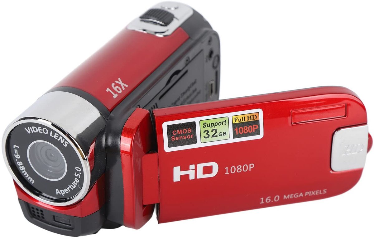 Dailygoody - Draagbare digitale camera - 16MP - Vlogging camera voor kinderen - Rood - Compacte camera met zoom - Geschikt voor beginners - 2,7 inch d...