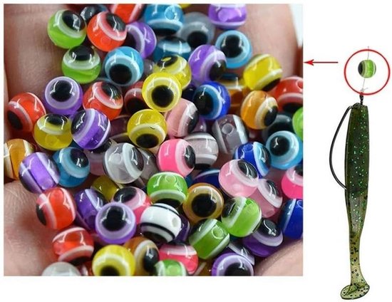 Vissen Oogjes - Kunstaas Kralen - Vissen Aas Maken - 3D Holografisch Effect - 8mm Doorsnede - Veelkleurig van VISSEN — afbeelding 5