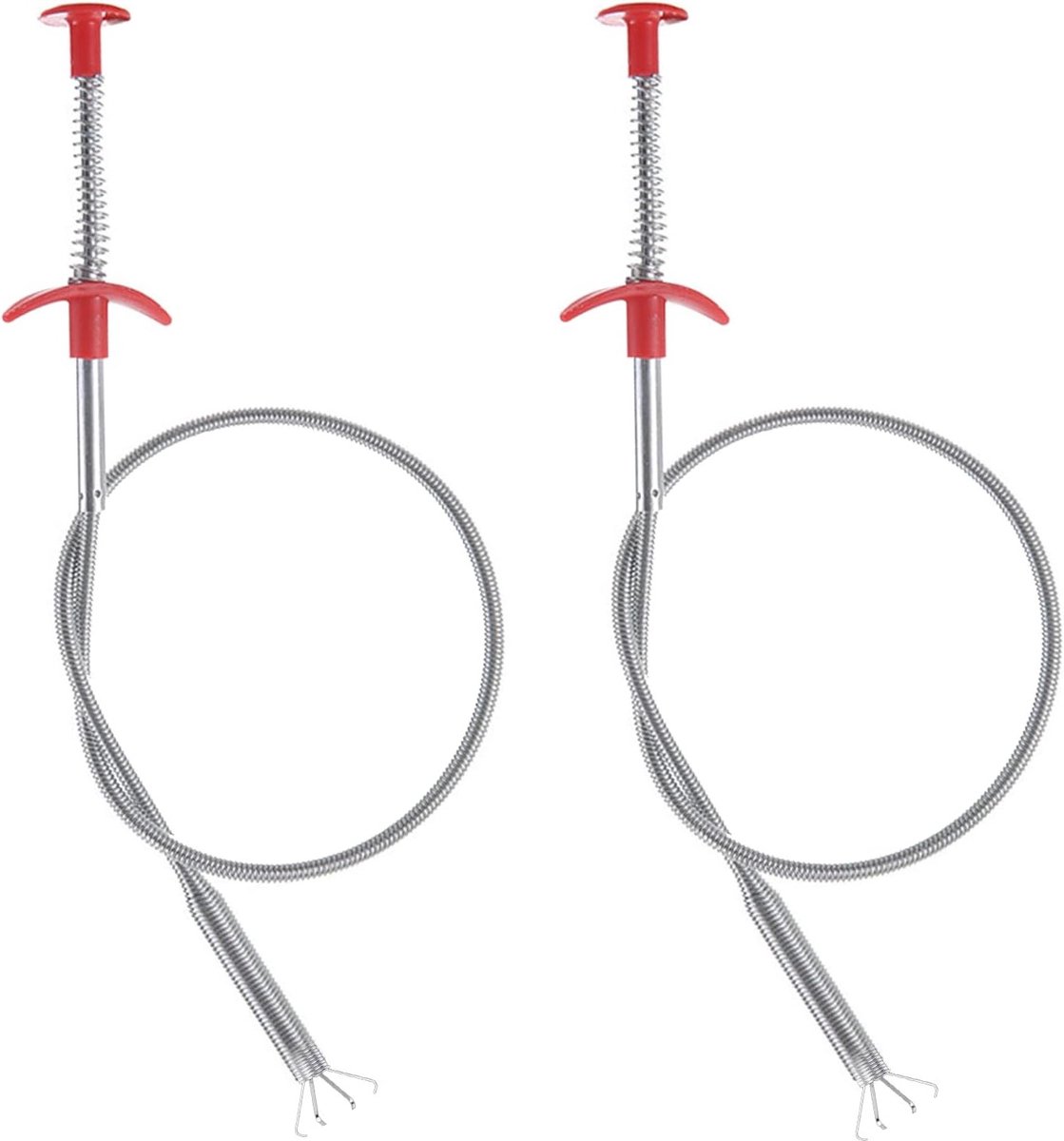 Flexibele Afvoerontstopper 60CM - 2 Pack Drain Snake voor Badkamer, Toilet en Keuken - Haarverwijder Tool voor Verstopte Afvoeren