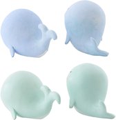 J-Line decoratie Walvis - polyesin - lichtgroen/lichtblauw - small - set van 4