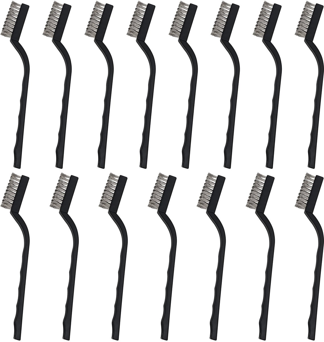 Dailygoody - Mini Stalen Borstels - Borstels voor Schoonmaken - 15 Stuks - Zwart - Ideaal voor Rust en Stof - Geschikt voor Diverse Oppervlakken