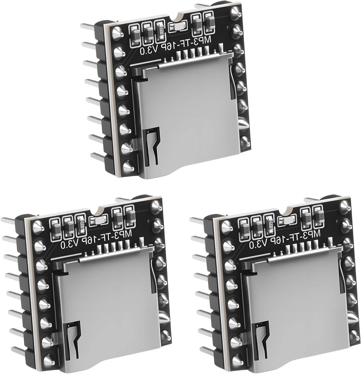 Compacte MP3 Speler Module, 3 Stuks Geschikt voor Arduino, Mini Audio Decoder met 24-bit DAC, Ondersteunt TF Kaarten tot 32G, Ideaal voor DIY Projecten en Geluidsweergave