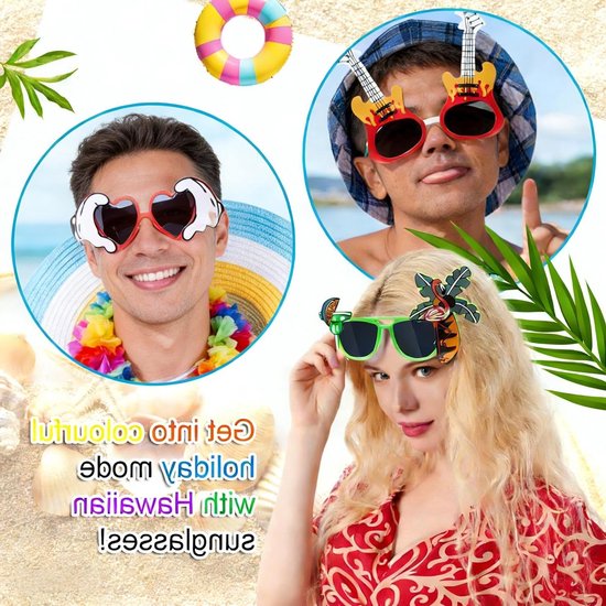Unieke Hawaii geïnspireerde grappige zonnebrillen voor feesten, fotomomenten en accessoires voor kinderen en volwassenen — afbeelding 2