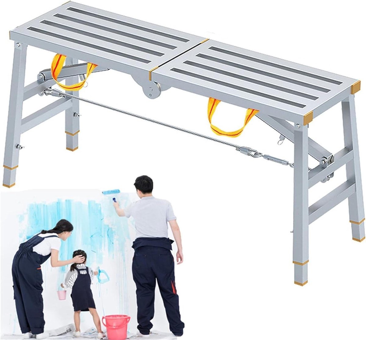 Werkplatform Staal - Verstelbaar Steiger - Klus Klussen - Veiligheidssluiting - Max 400kg - Zilver