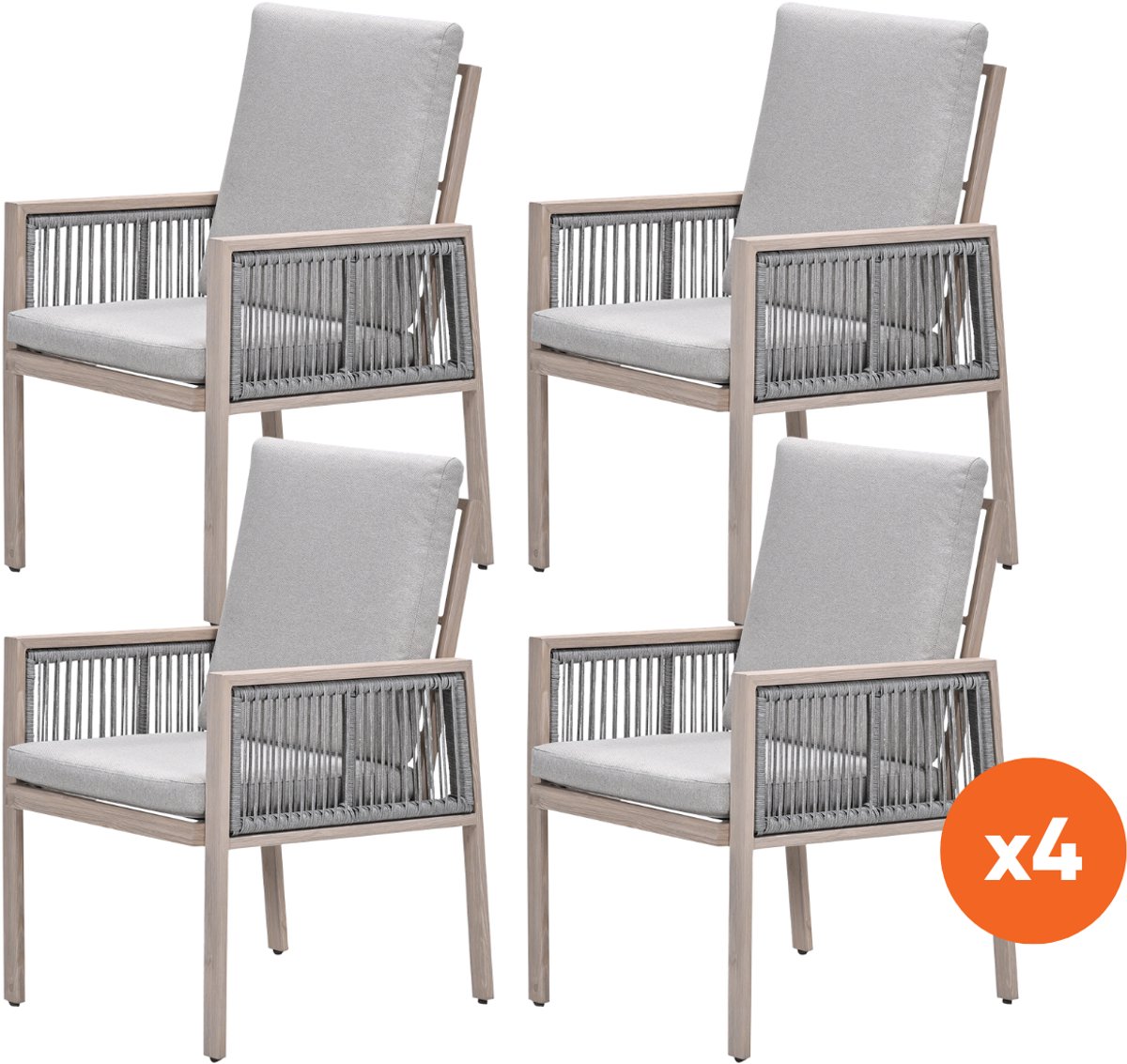 Set van 4 - GI Decala rope dining tuinstoelen - Zand