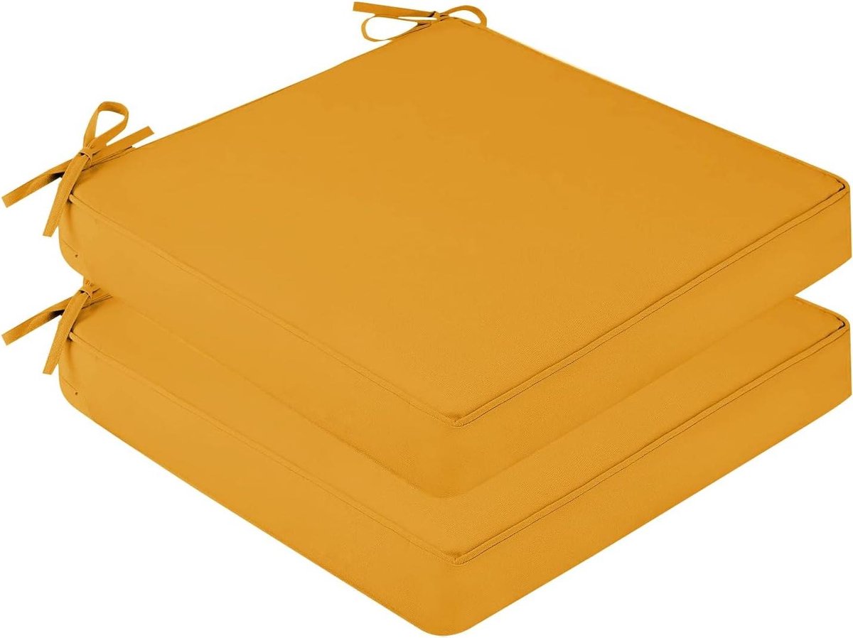 Zitkussens Tuinstoel - Buiten Kussens - Buiten Ontspannen - Waterdichte Coating - 40x40cm - Geel