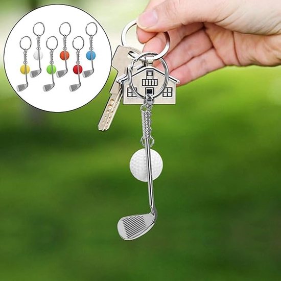 Golfbal sleutelhangers - Accessoires voor golfers - Sportaccessoire - Realistisch ontwerp - 6 stuks - Zilver met kleur — afbeelding 2