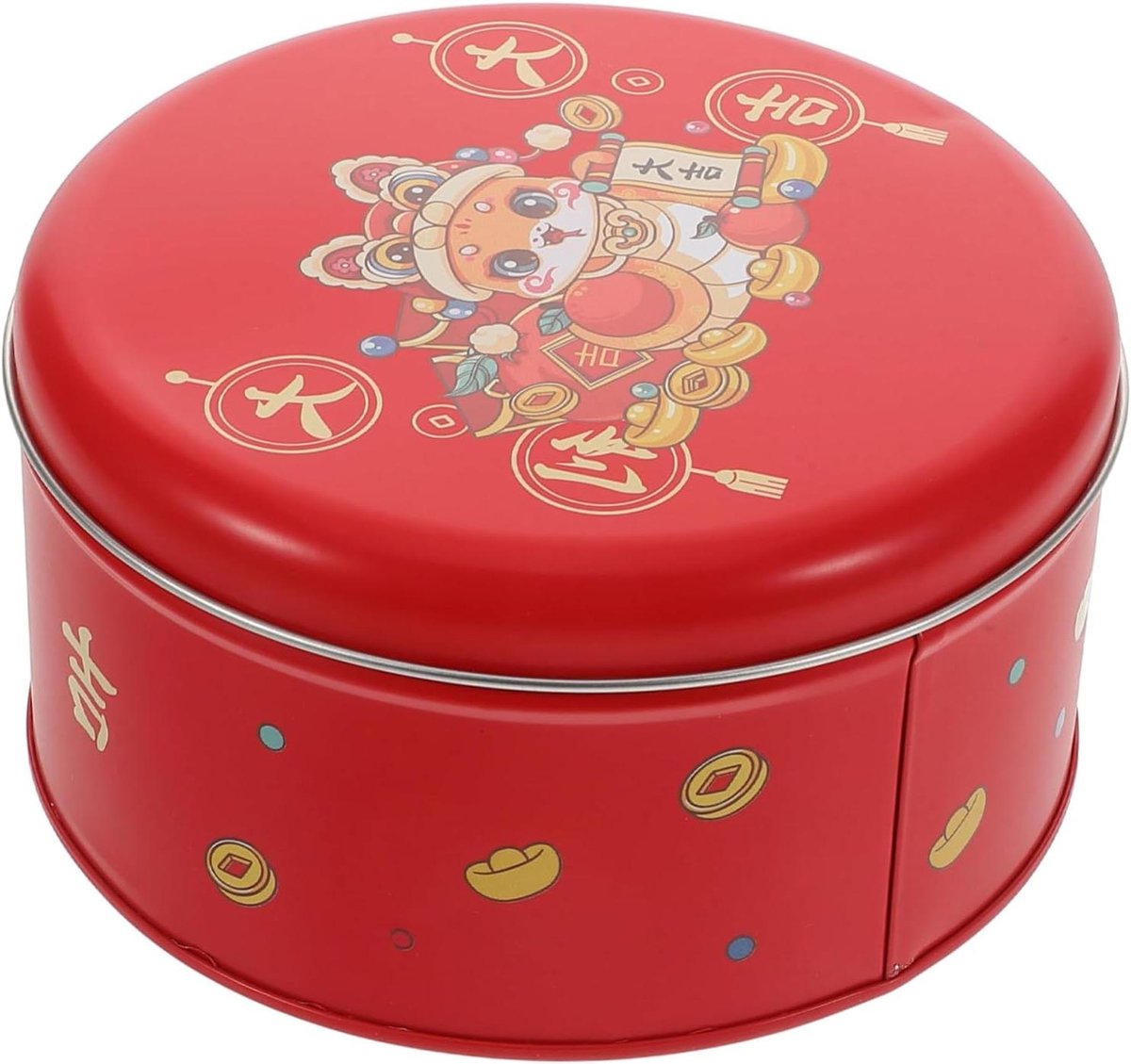 Beaupretty Jaar van de -verpakking feestelijke koekjesblikken kerst koekjesdoos Chinese nieuwjaarsfeestartikelen leeg kaarsblik Snackcontainer bruiloft snoepblik rood