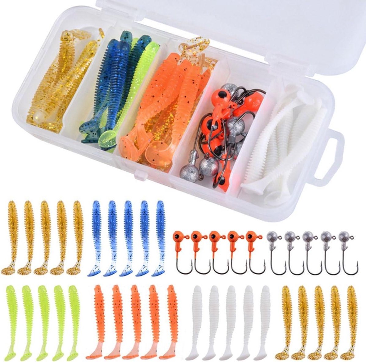 Kunstaas Set - Vis Aas - Roofvis Vangen - Inclusief Box - 40 Stuks - Multicolor