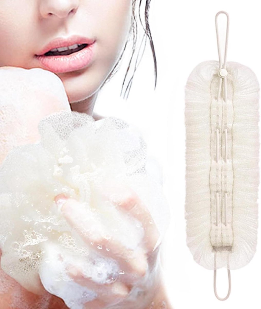 Loofah Spons - Douche Puff Ball - Huid Reinigen - Dubbele Schuimcreatie - 14x49cm - Blauw