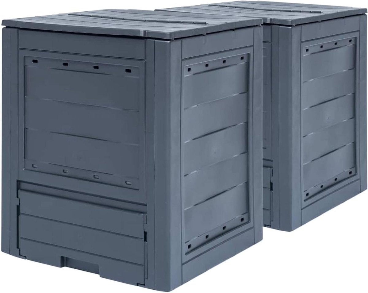 Compostbakken Tuin - Compostbakken Set - Organisch Afval Verwerken - UV- en Weerbestendig - 520 L - Grijs