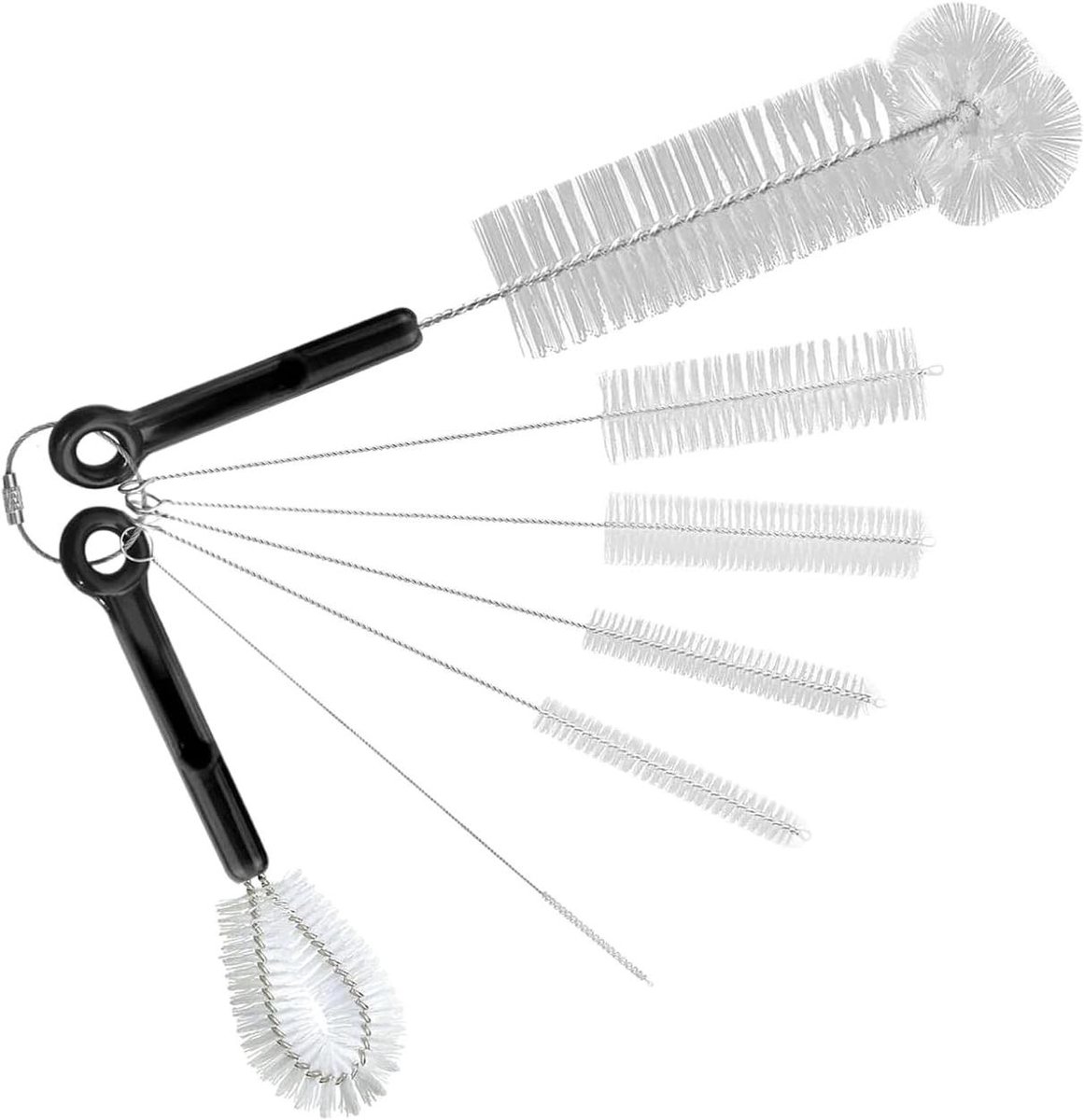 Flessenreinigingsborstels - Flessenborstel set - Babyflessen Reinigen - Flexibele RVS Kern - 27.1 cm - Meerkleurig