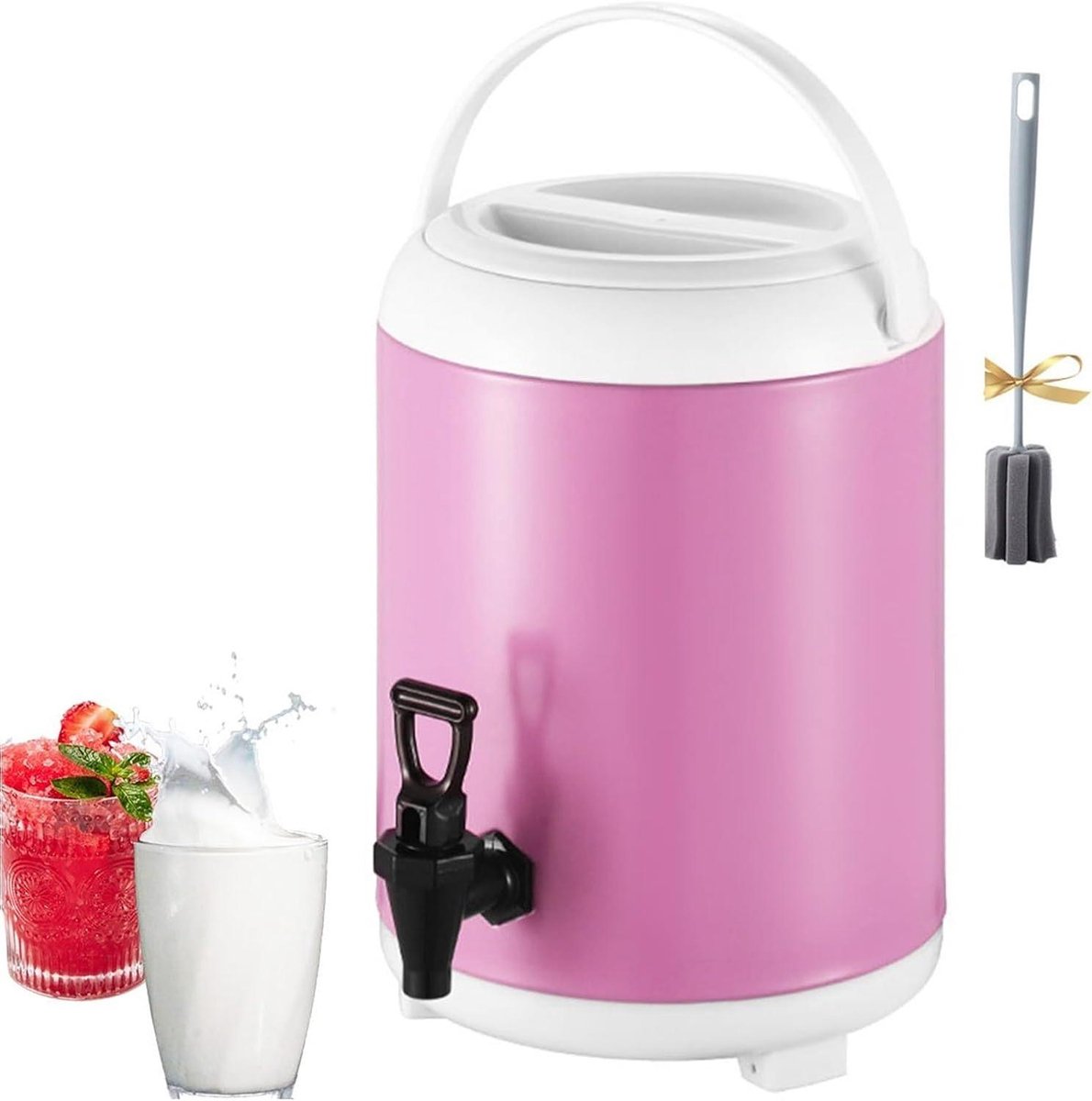 Warmwaterdispenser Met Kraan - Thermoskan Waterdispenser - Dranken Warm Houden - Roestvrij Staal Binnenlaag - 12L - Roze
